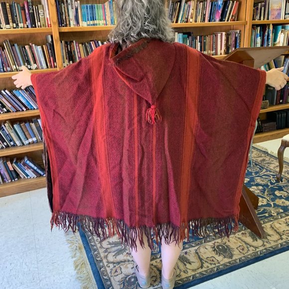 Vtg One of a Kind handwoven Fibers for All Seasons hooded blanket poncho, Zoller - Picture 3 of 15